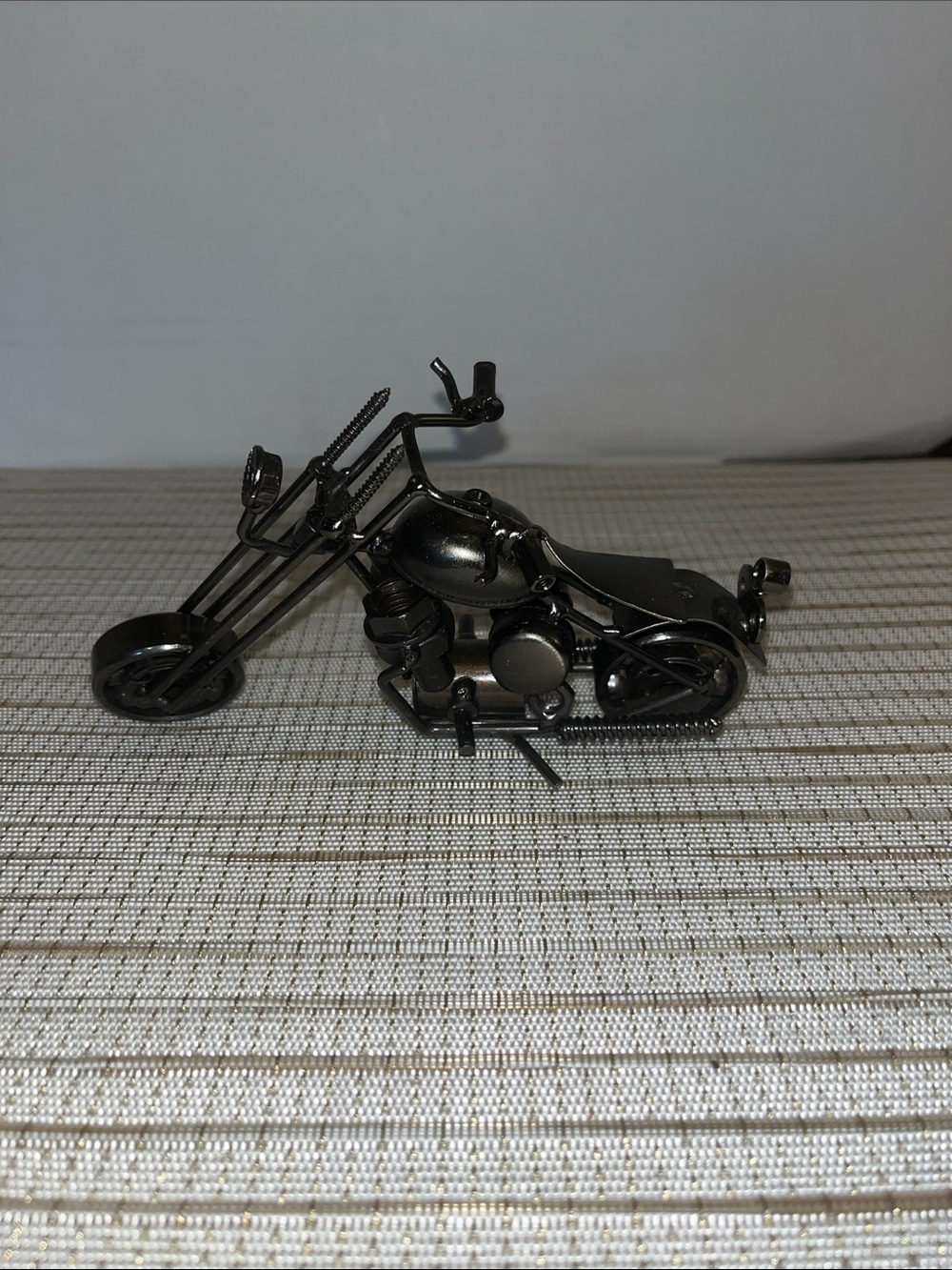 Miniature Metal Chopper Motorcycle - gun metal silver